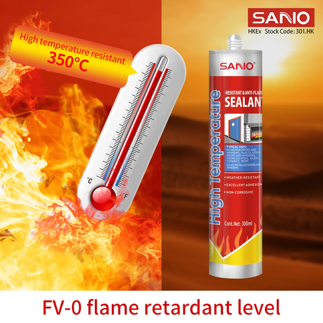 Sanvo Silicone Fireproof Sealant High Temperature Resistant Fire