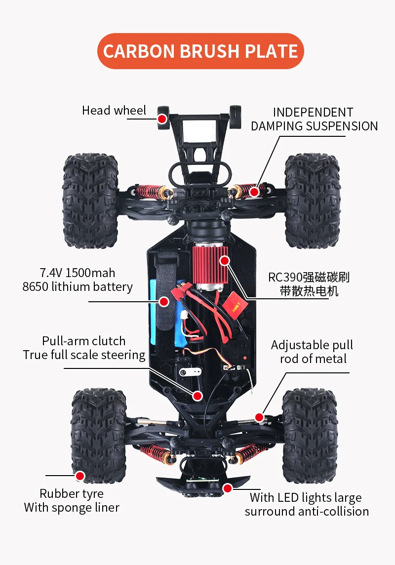 RTR Rugged RC Truck 1:12 Scale 35km/h High-Speed Car with Metal Frame & 2.4Ghz Remote Off-Road Adventure Gift for Teens & Adults