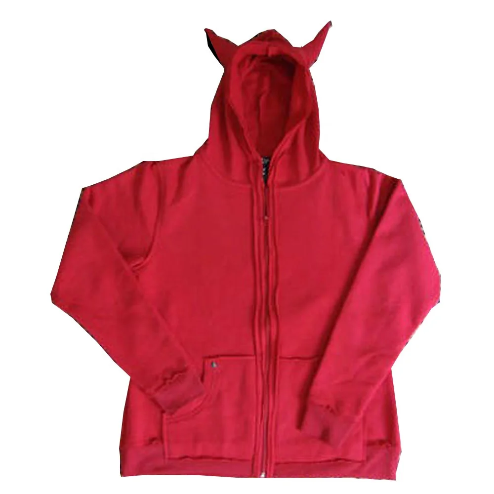devil hoodie with horns red