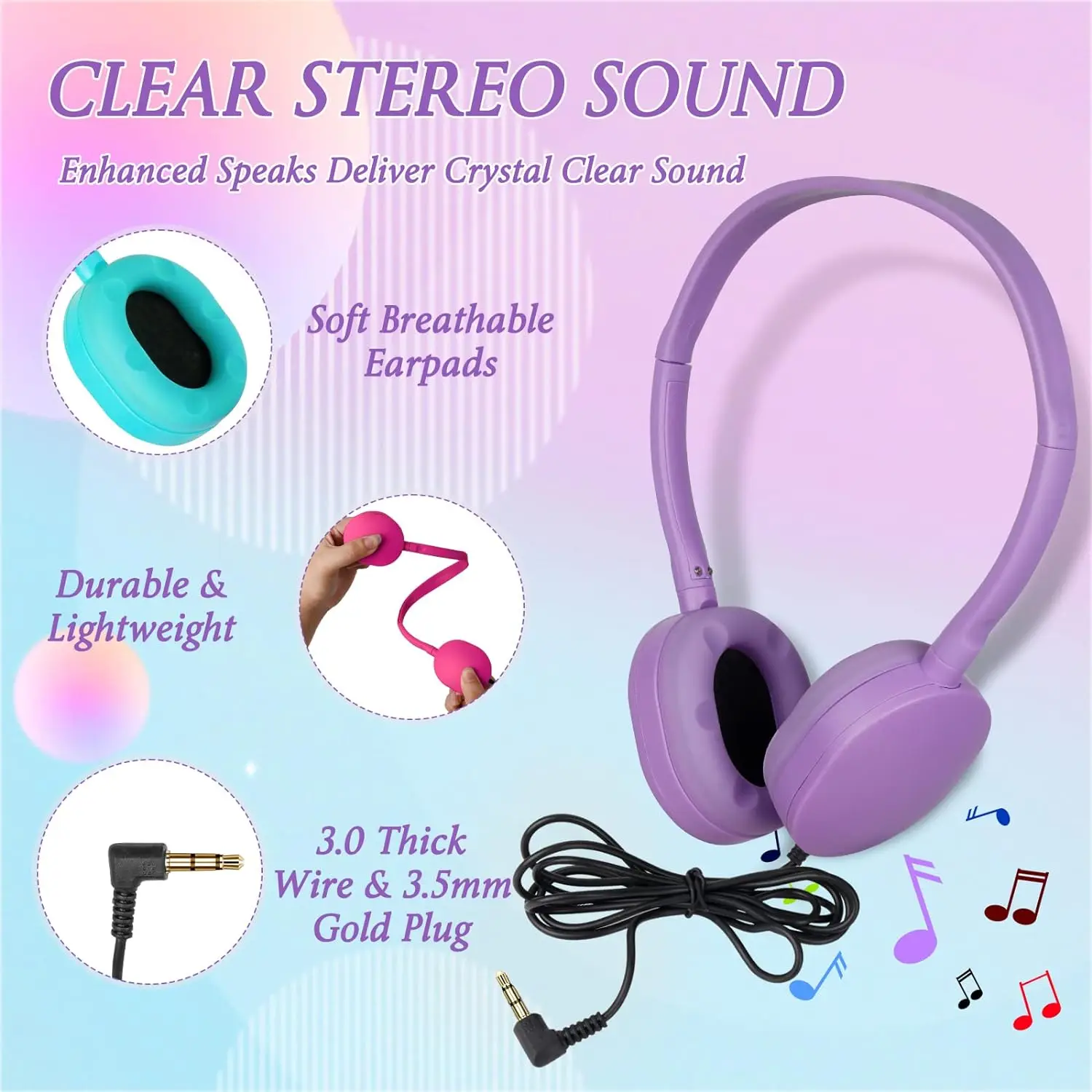 3.5MM Plug Silicon Earpads Wired Kids Headphone Child Learning Headset Colorful Over-head Headphones for OEM Logo
