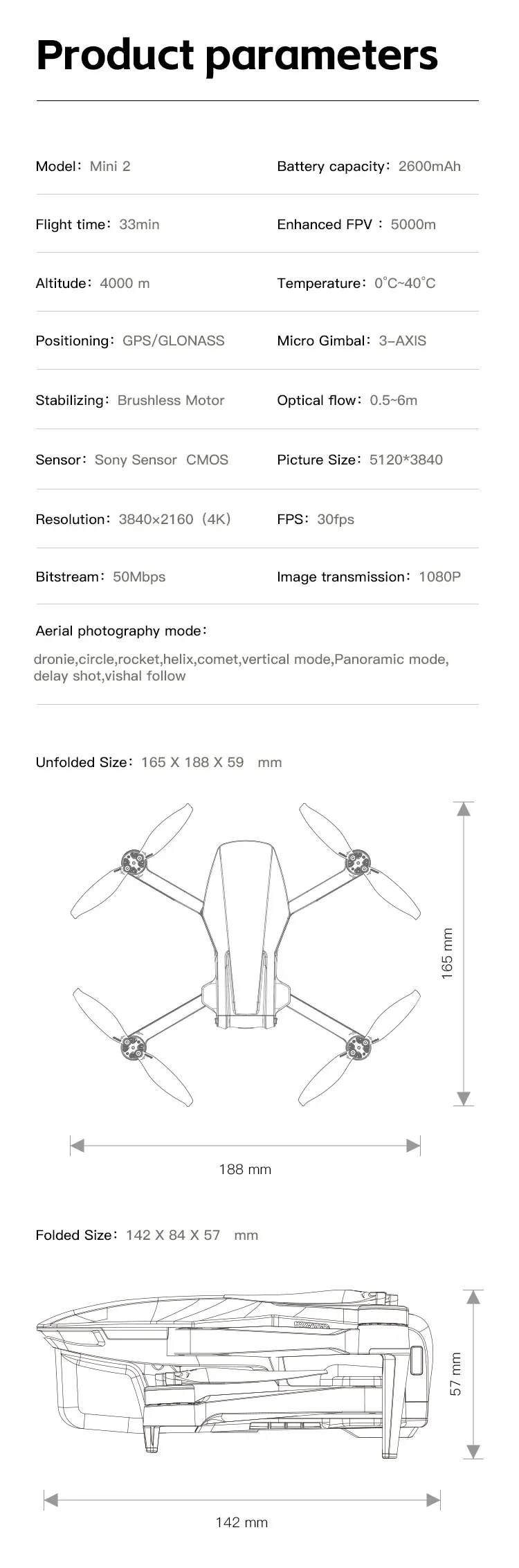 Faith Mini 2 Drone with 4K HD Camera 3-Axis Gimbal 5KM 33mins Quadcopter Professional with Obstacle Avoidance Faith mini 2 Drone