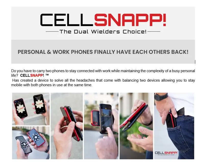 Cellsnapp Wholesale Mobile Phone Cases Dual-Cellphone Carrier & Utility, 2 Phone Case, Dual Phone Holder Fits All Smartphones A516ae2b1ed924c08a03778687840a9efB