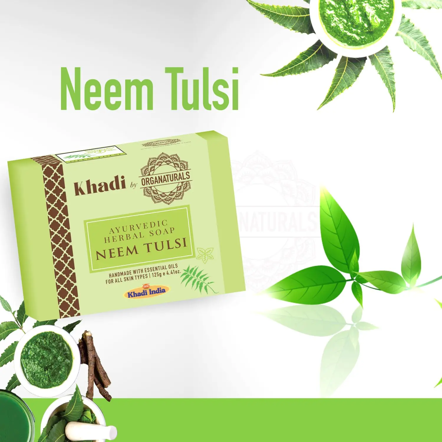 Neem Tulsi Handmade Ayurvedic Bath Soap Moisturizing Suitable For All