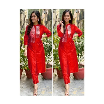 Trendy Style Women Ladies Wear Kurti With Pant With High Quality Mirror Work Design Buy Plus Size Women's Dresses From India