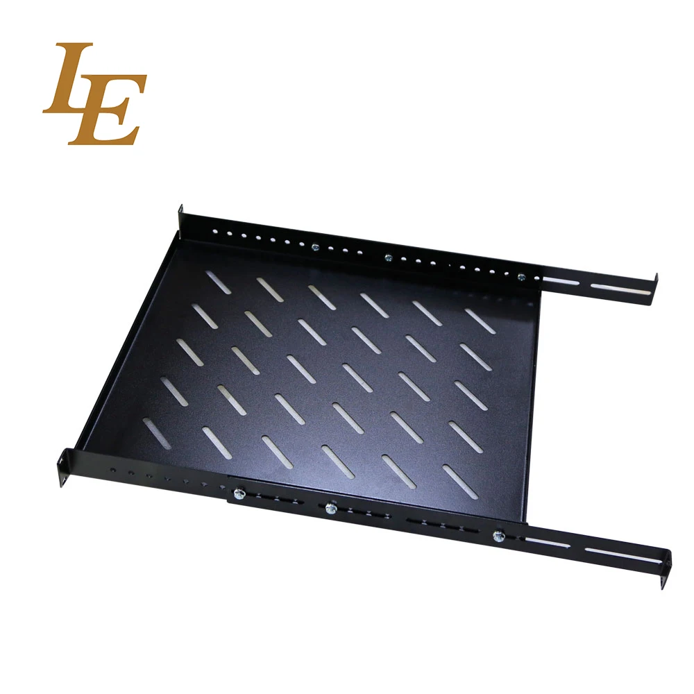 19" Network Cabinet Fixed Shelf Vented Cantilever Fixed Server Rack Shelf 1U 2U Cantilever Shelf with RAL9004 Black Sliding Shelves Adjustable trays Customized Adjustable Rack Tray Telescopic Shelves 3