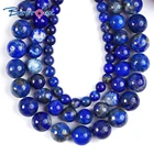 Bestone Natural Stone Real Lapis Lazuli 4mm 6mm 8mm Round Beads For Jewelry Making