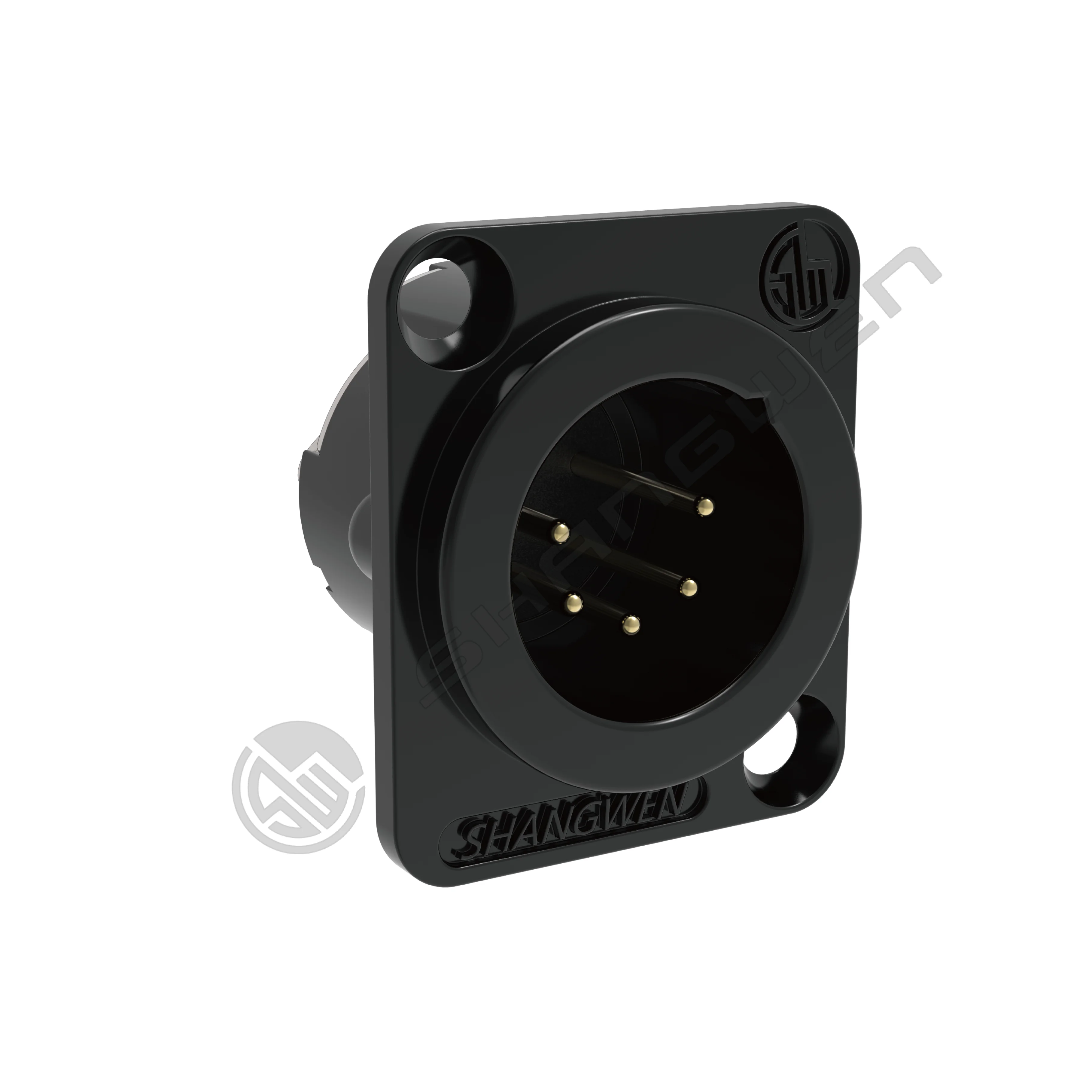 D-Type Black Shape 5 Pin XLR Male Audio Socket Indoor Microphone Audio Jack Adapter Pack 5 Metal Panel Mount