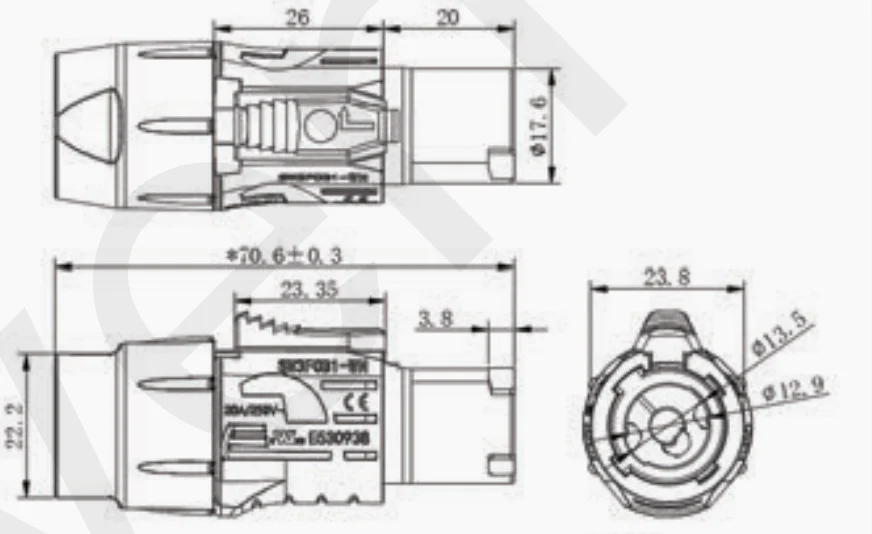 Outdoor Waterproof IP65 Power Connector Male Female LED Compatible 20A 250V 3P Socket Connector for Power Chassis Black Input