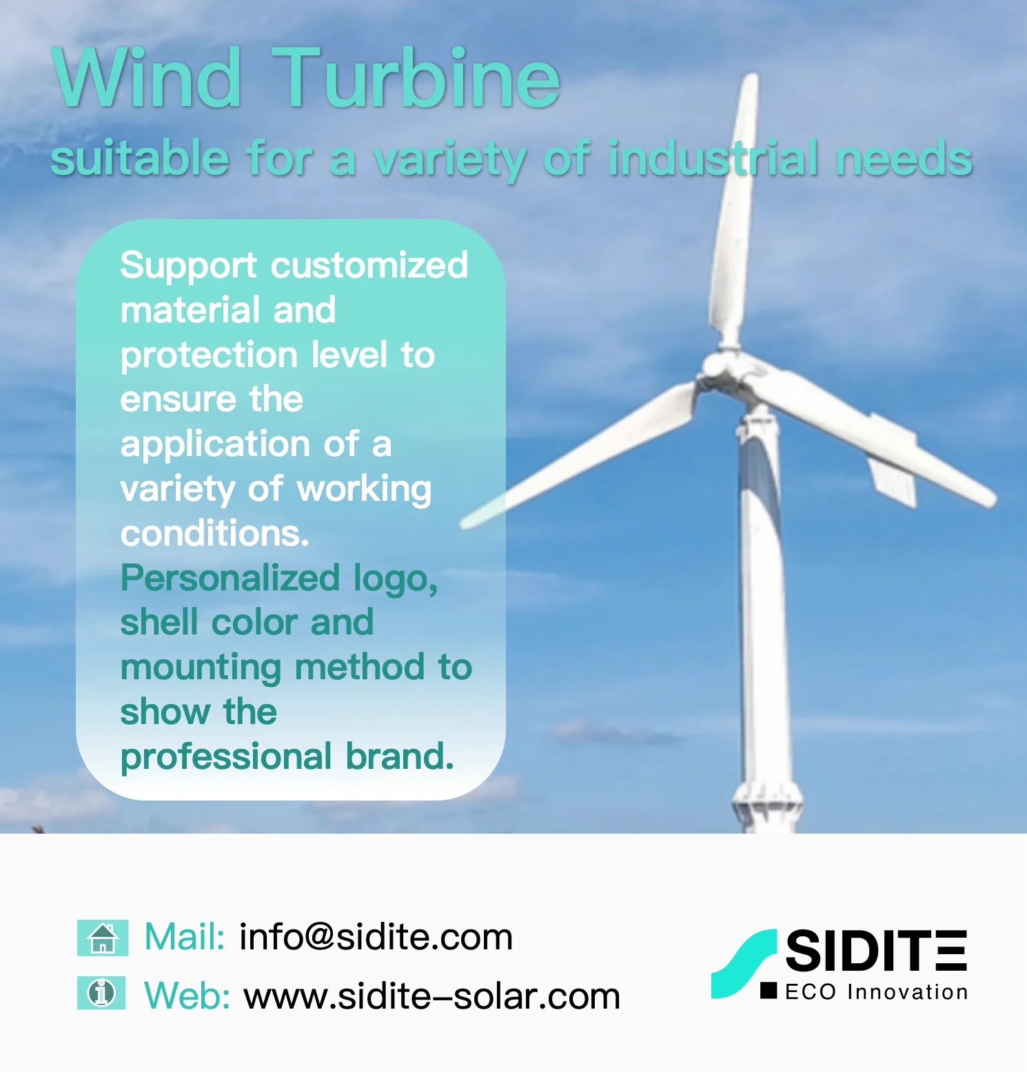 Custom Voltage OEM Logo Horizontal Axis Wind Turbine Generator 100W-50kW Off-Grid Wind Power System with Logo manufacture