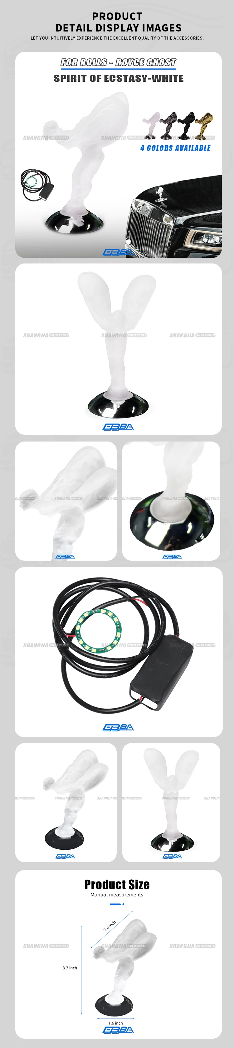 product plastic standing logo for rolls royce cullinan dawn ghost phantom wraith 51137307270 flying goddess logo hot sale stand design945818-3