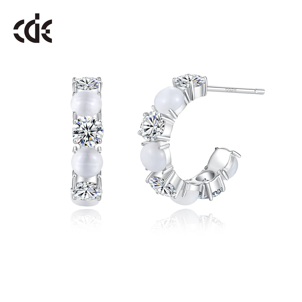 CDE GMYE001 Fine 925 Sterling Silver Jewelry Earring Cat's Eye Stone Women  Earrings Wholesale Bulk Stud earrings