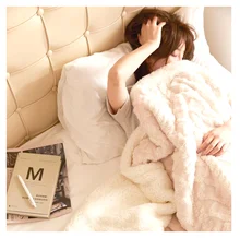 New Home Fashion Custom Solid Color Sherpa Microfiber Cashmere Jacquard Blankets 2kg Thicken Winter Throws Woven Soft Bath