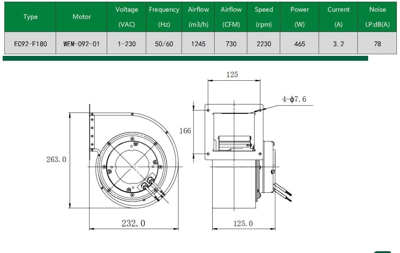 Centrifugal Fan, 180mm, 10v/220v - detail 20