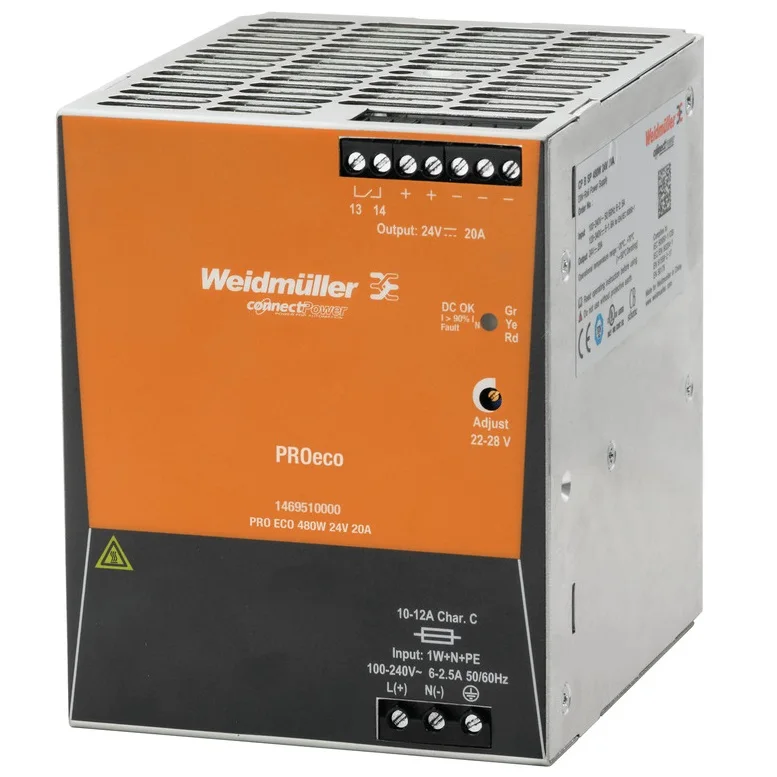 Weidmuller 1469510000 switch mode adjustable power supply unit PRO ECO 480W 24V 20A Weidmueller