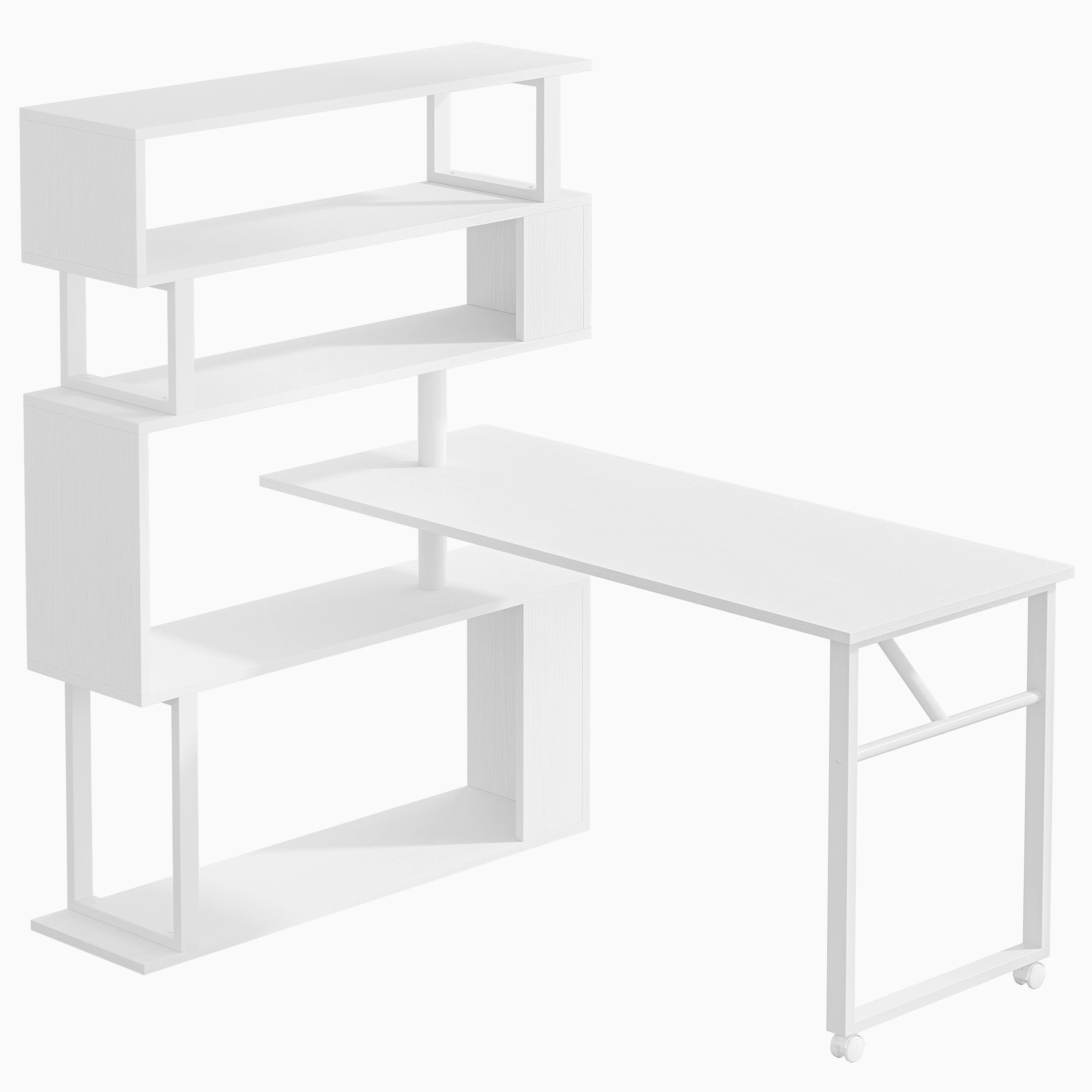 White Color Modern Design Office Wood Corner Computer Desk Furniture With Storage