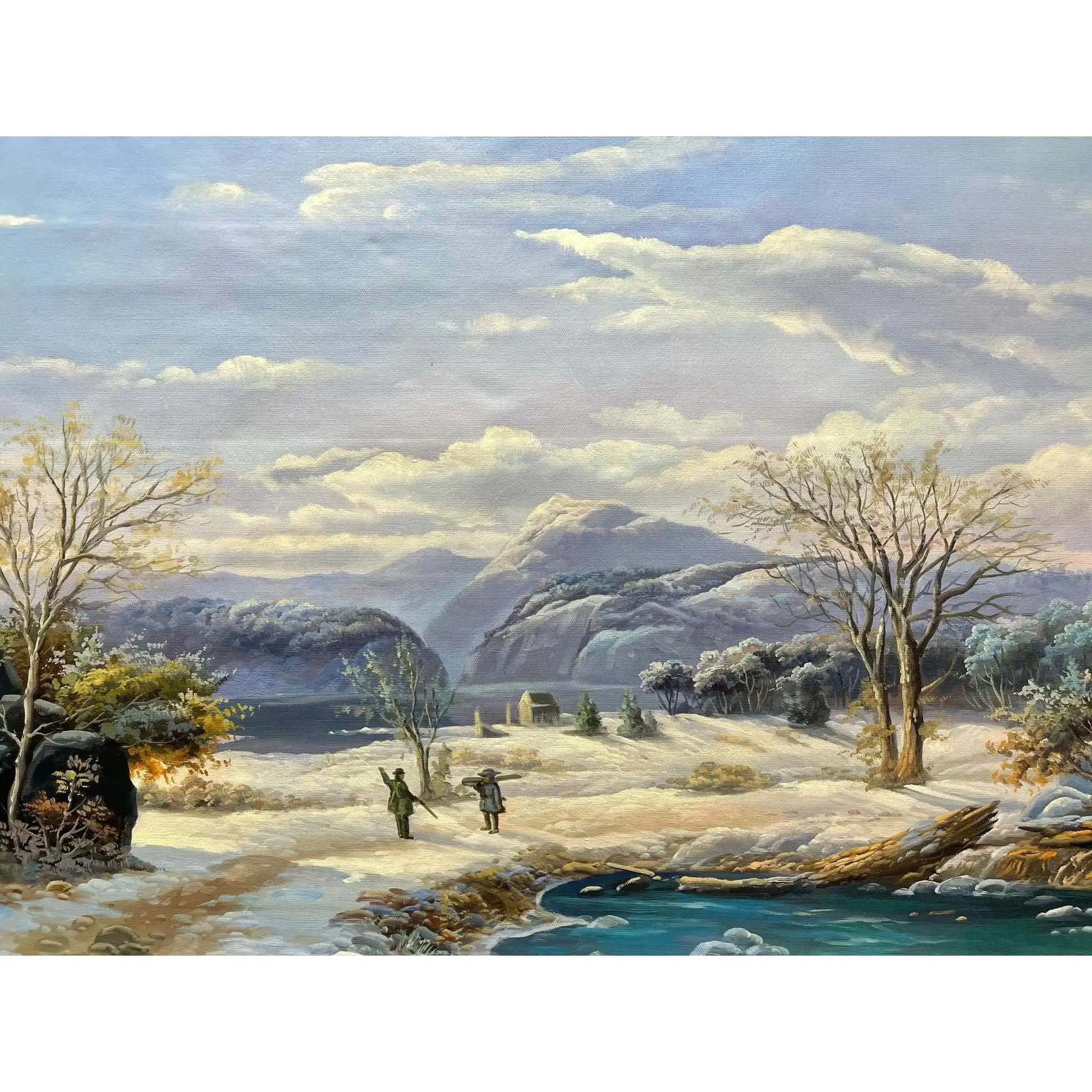 23.5x35.5 Inch Handmade Oil Painting Fine Art 100% Hand-Painted Snow River Classical Landscape for Living Room Decoration Canvas A631b44a1ca9044238de4180871f451194