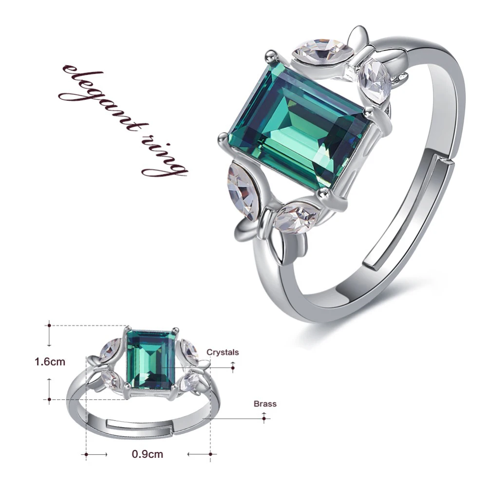 CDE R1007 Fashion Jewelry  Ring Wholesale Rhodium Plated Cubic Stone Gemstone Crystal Womens Ring
