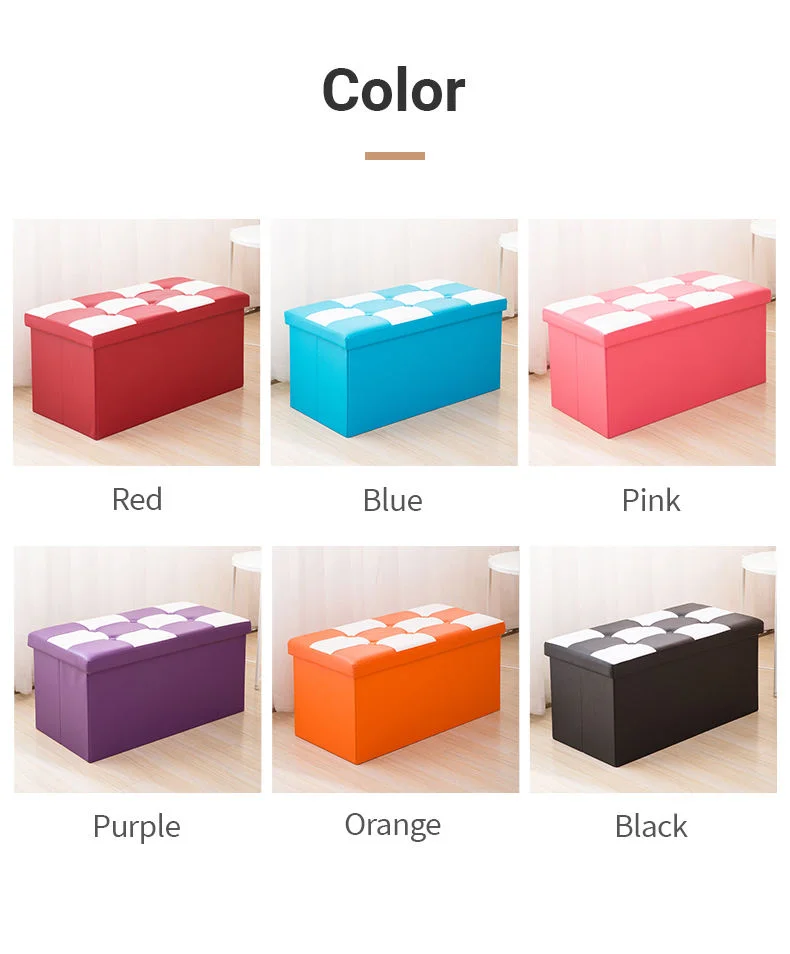 Modern Faxu Leather Folding Ottoman Storage Bench-Multifunctional Foldable Entryway Changing Shoes Stool Bedroom Furniture manufacture