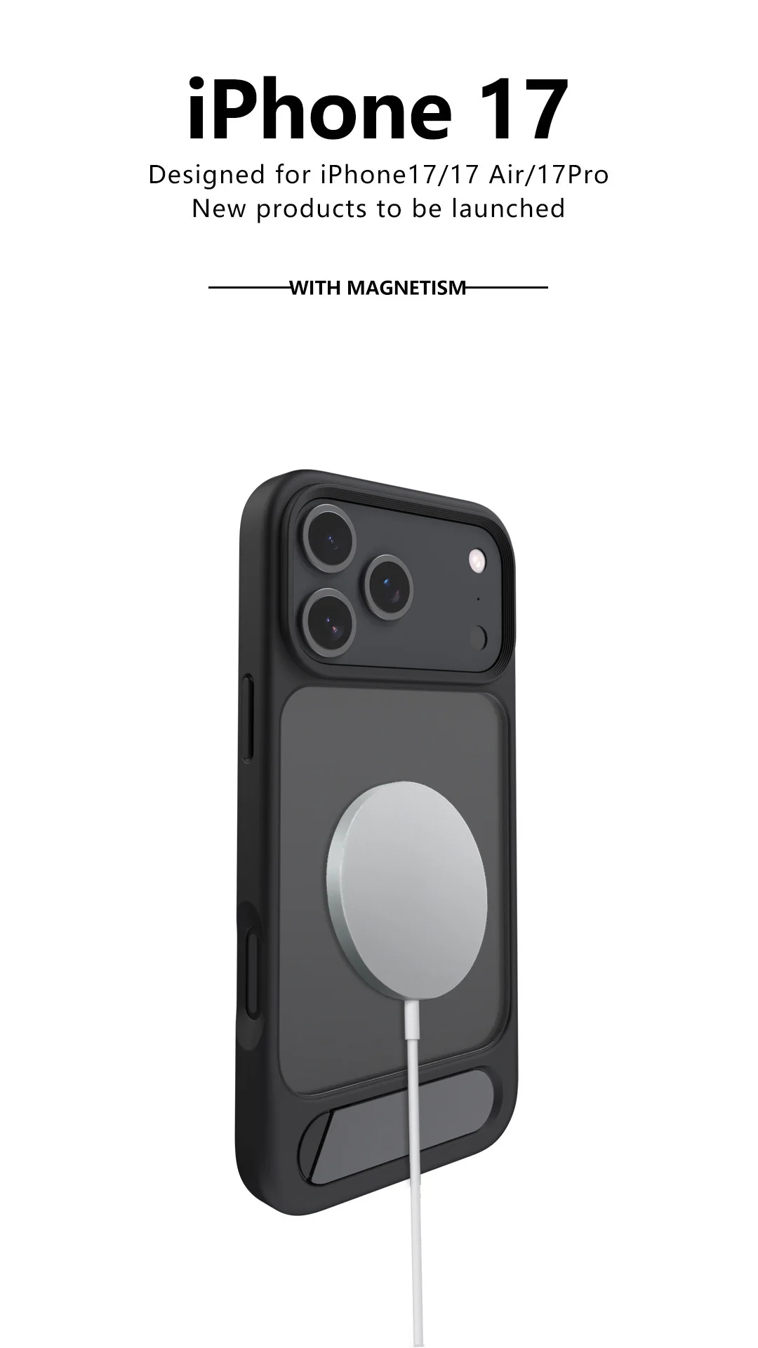 product trapezoidal stand magnetic soft touch finish phone case for iphone 17 16 series-2