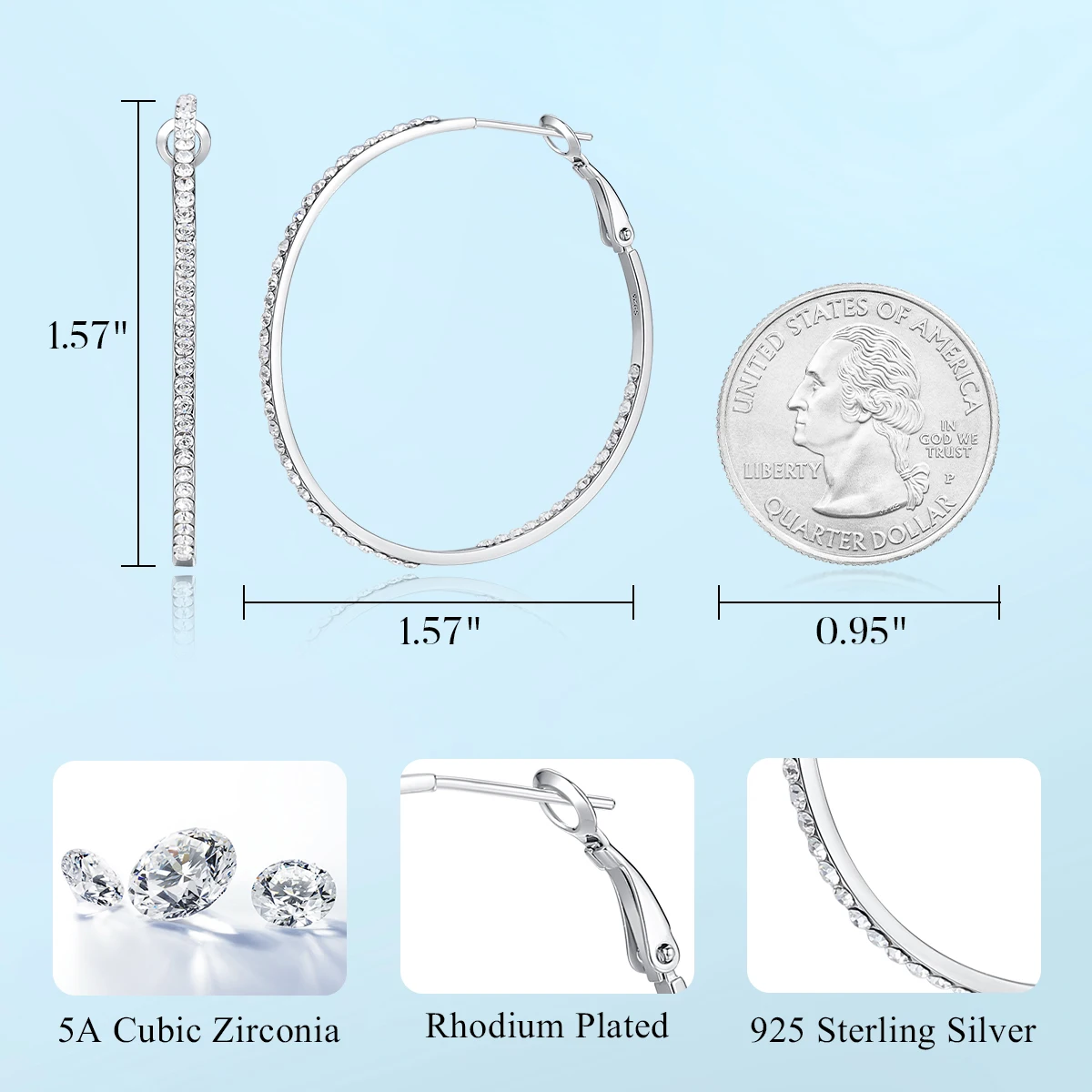 CDE CZYE037 925 Silver Earring Fine Jewelry  Earring Wholesale Bulk Dainty Sterling Silver Vintage Zircon Women Hoop Earrings