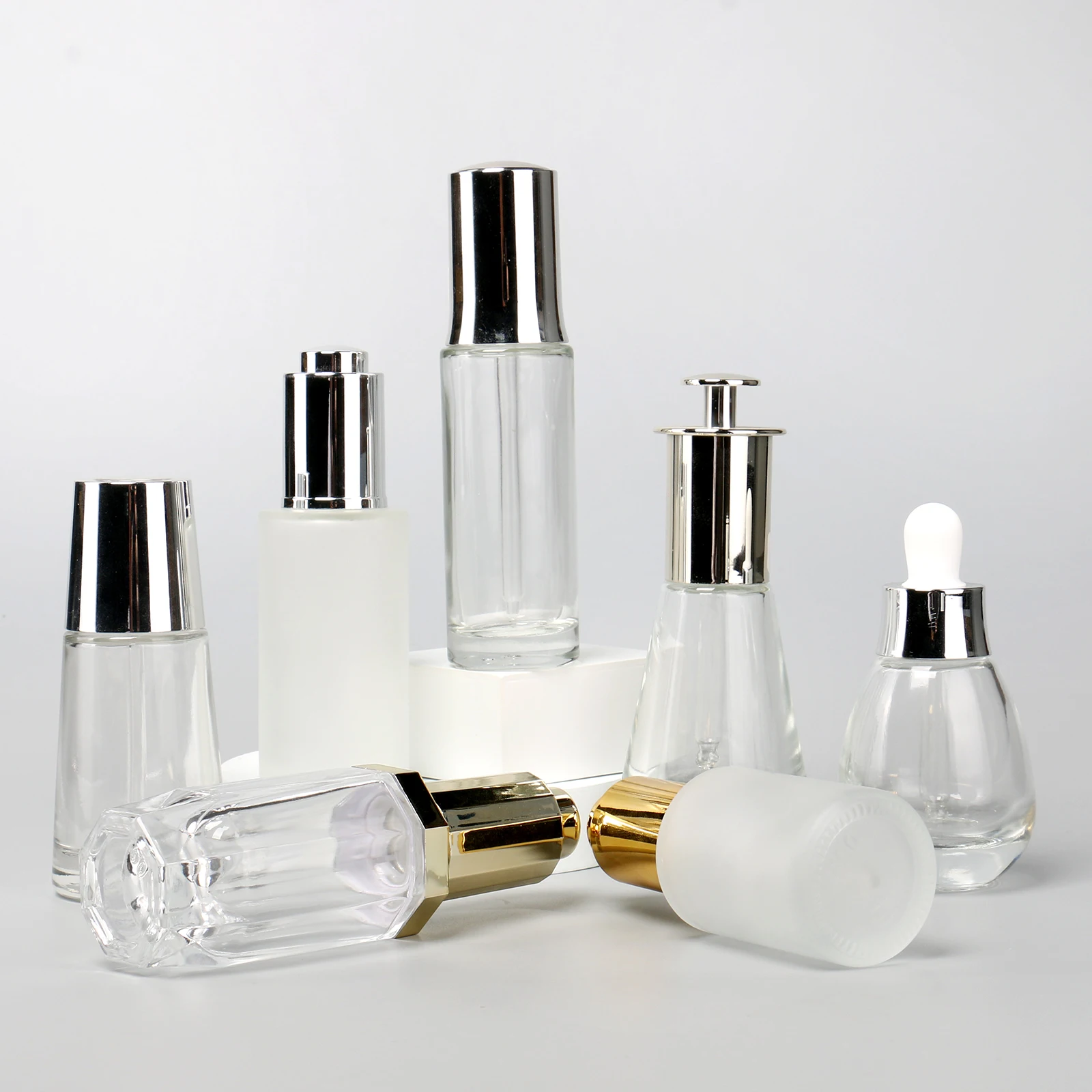 Push Button Flat Shoulder Ml Ml Essential Oil Bottle Clear Frosted