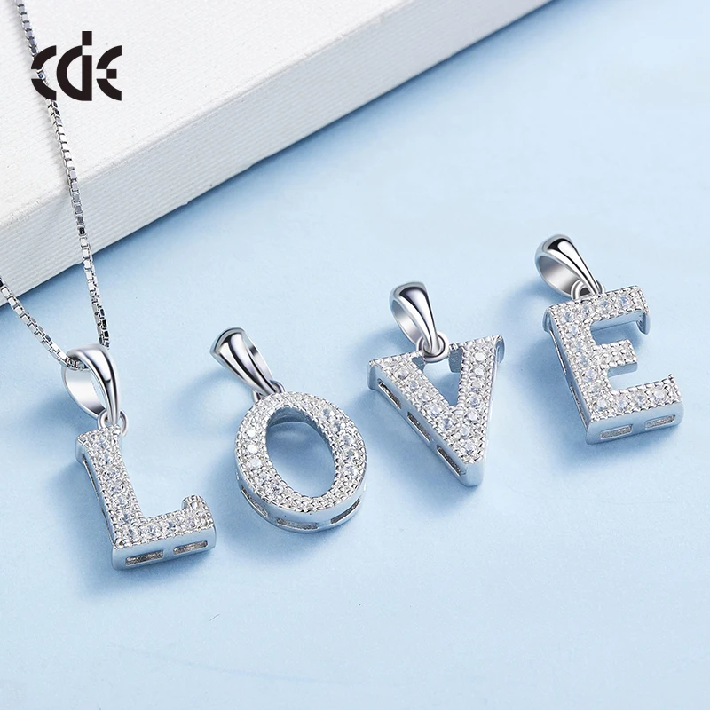 CDE YP0920 Fine Jewelry 925 Sterling Silver Zircon Letter Charm Custom Initial For Couple & Mom Letter Pendant Necklace