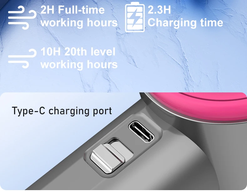 Battery-powered Handheld Fan, Portable, LCD, 100-Speed - detail 16