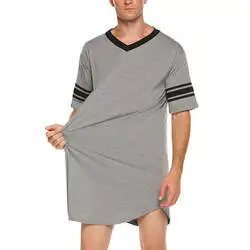 Customize Design Comfortable 180 Cotton Blank Long Night men Sleeping Shirts Breathable Sleep Tee Dresses For Women