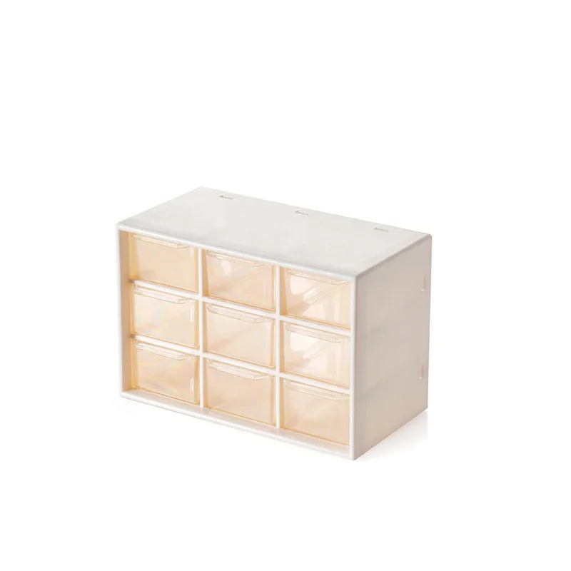 Desktop Storage Box Makeup Jewelry Drawer Pearl Beads 9 Grids Storage Boxes Plastic Cosmetic Earrings Makeup Container Organizer