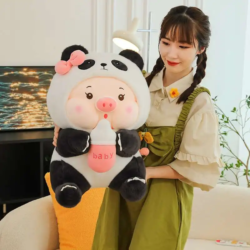 Super Cute Stuffed Animal Mega Size Panda Style Cute Animal Baby Bottle Pig Toys Plush Pillow For Children Gift