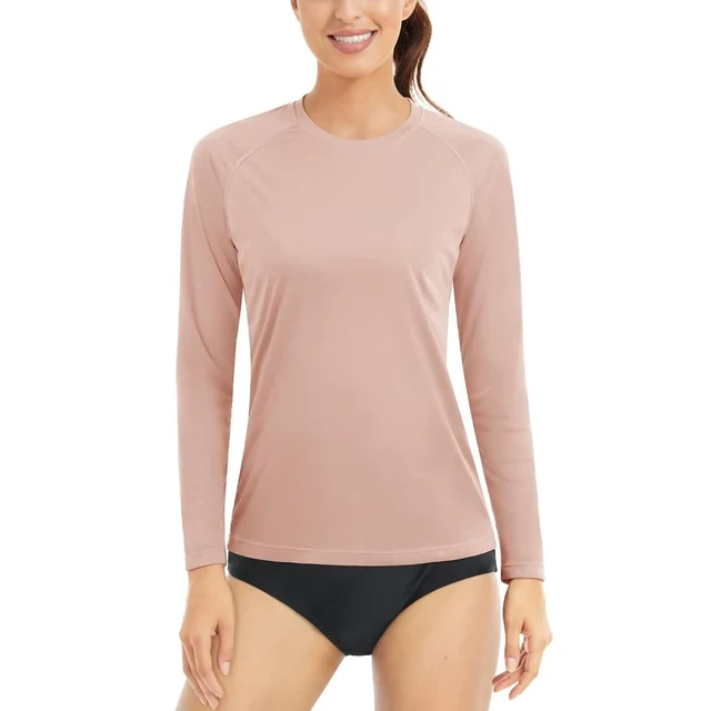 Stock Available Upf 50 Long Sleeve Shirts For Women Rash Guard Quick Dry Seamless Outdoor Sportswear Women's Sunscreen Shirts