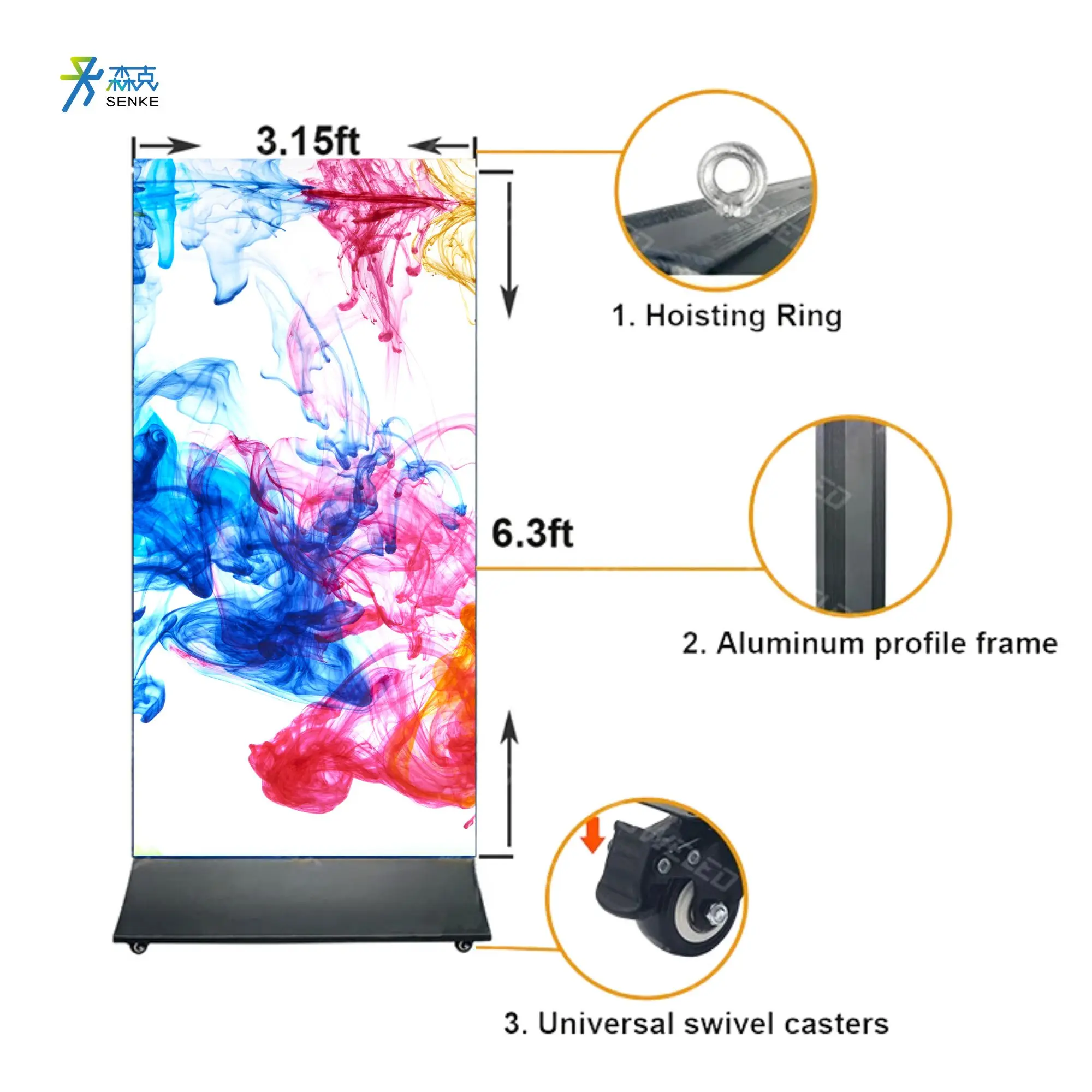 Senke Customization 3d 4k Full Screen Floor Stand Digital Signage Kiosk