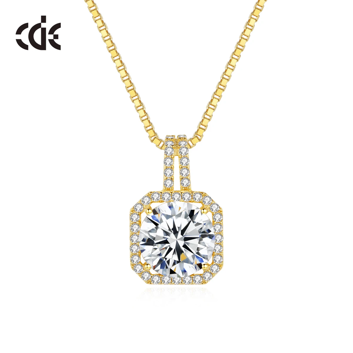 CDE CZYN046 925 Sterling Silver Fine Jewelry Necklace Wholesale 14K Gold Plated Chain Zircon Pendant Necklace
