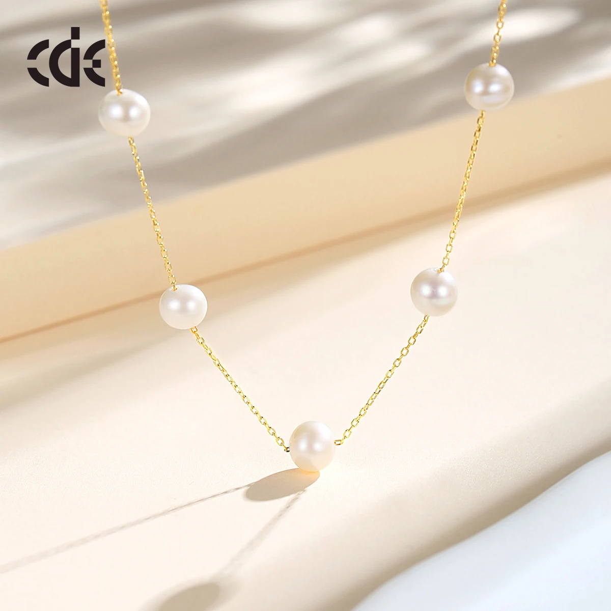 CDE WYN26 Fine 925 Sterling Silver Jewelry 14K Gold Plated Necklace Wholesale Bulk Custom Necklace Pearl Clavicle Necklace
