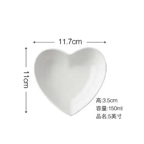 Hot Sale Ceramic Soup and Cereal Bowls Set Heart-Shaped Porcelain Soy Sauce Mini Side Seasoning Jam Dessert Party Dish factory