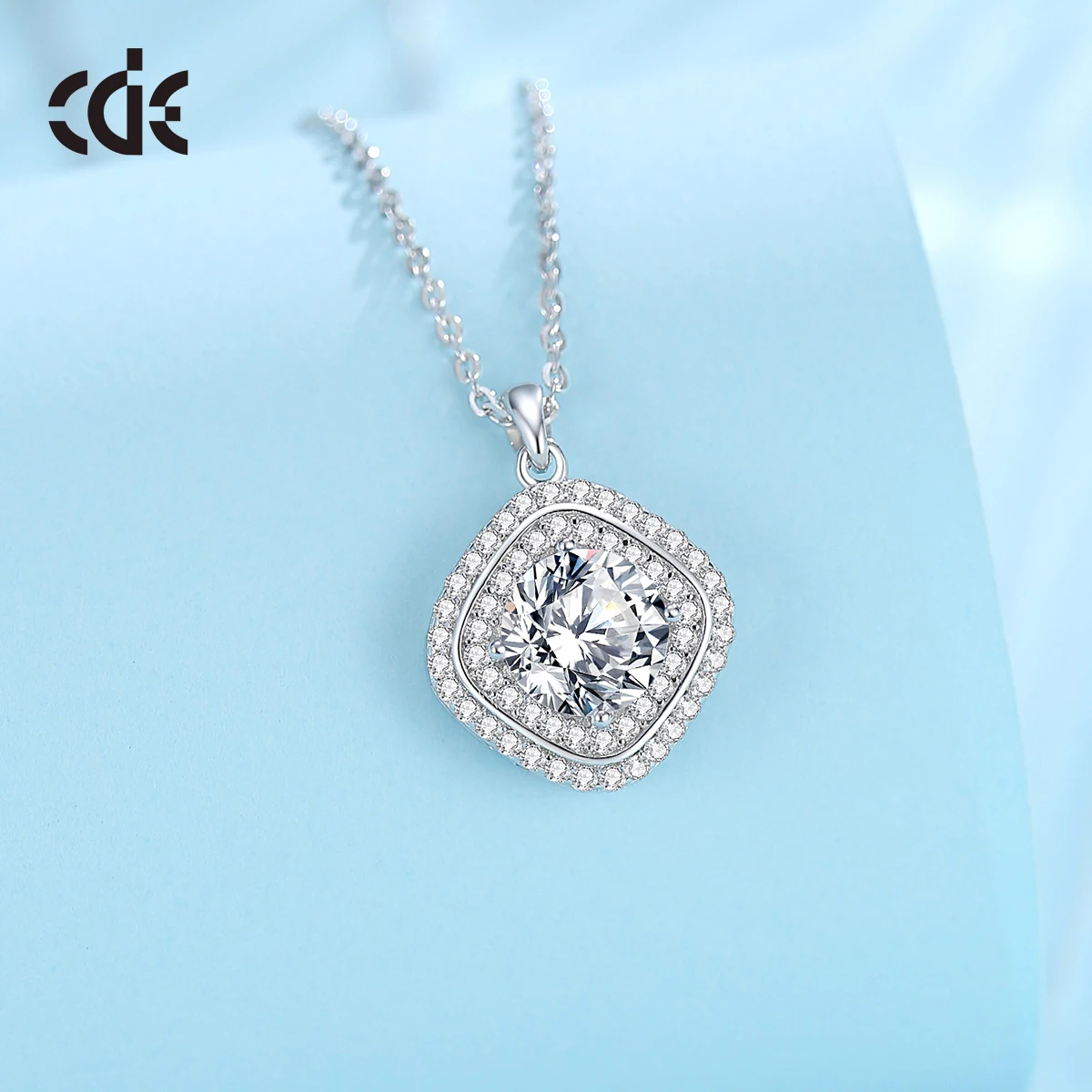 CDE CZYN057 Fine Jewelry 925S Silver Necklace Wholesale Zircon Necklace Rhodium Plated Women Classic Zircon Pendant Necklace