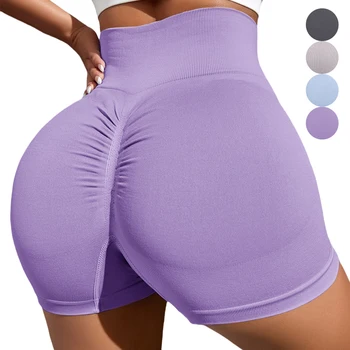 Wholesaler Seamless Yoga Shorts For Women  High Waist and Hip Lift Fitness Running Sports Tight Shorts