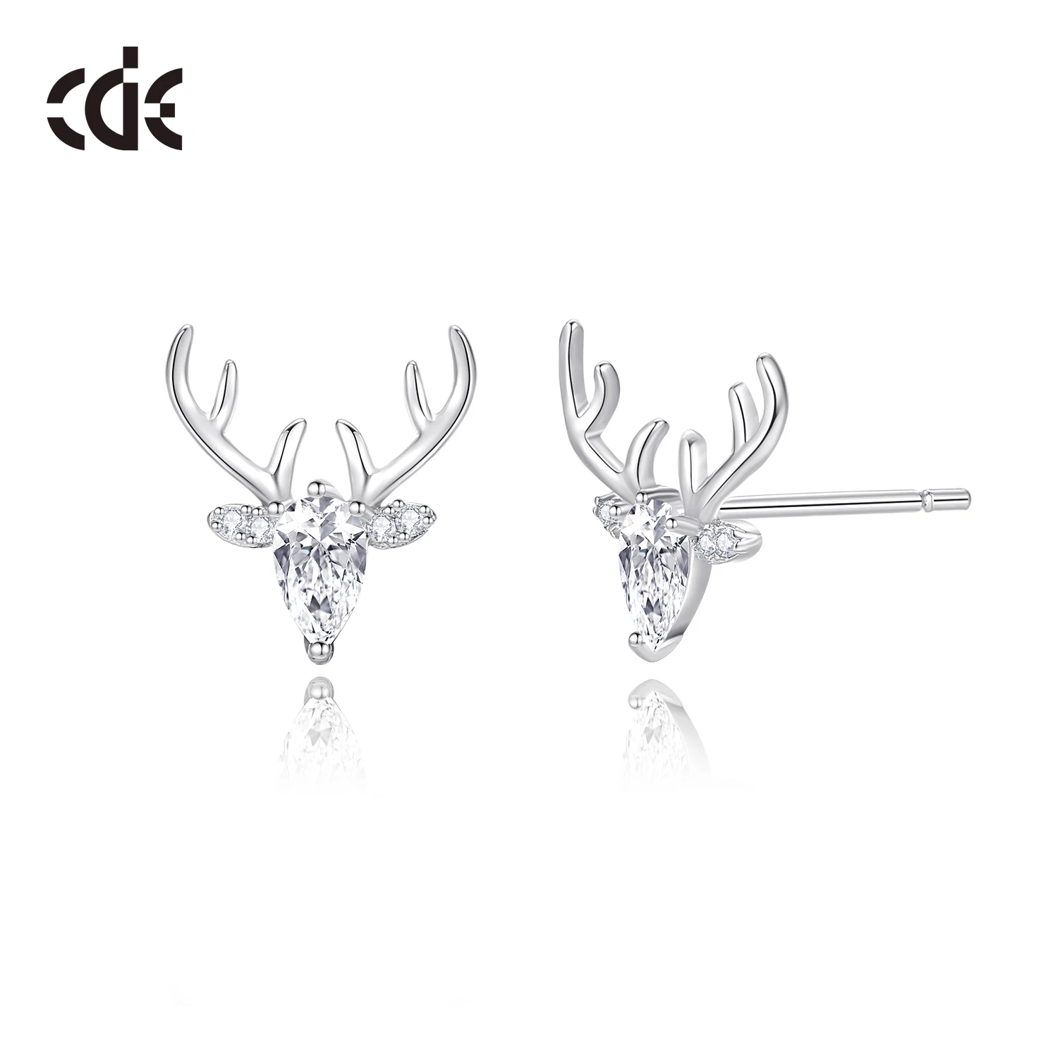 CDE Z09014 925S Silver Christmas Decoration Gift Wholesale Jewelry 14K Gold Plated Deer Zircon Stue Earrings Christmas Earring