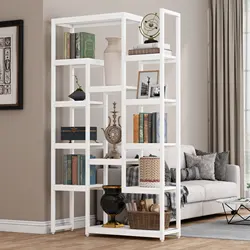 Tribesigns Industrial Rustic 5-Tier Display Shelf Ladder Shelf Storage Rack Metal Wood Bookshelf Bookcase
