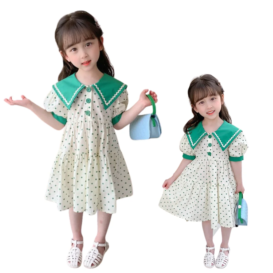 High Quality Kids Girl Dress Winter Cotton Stripe Toddler Girl Peter Pan Collar Frocks Design Dress