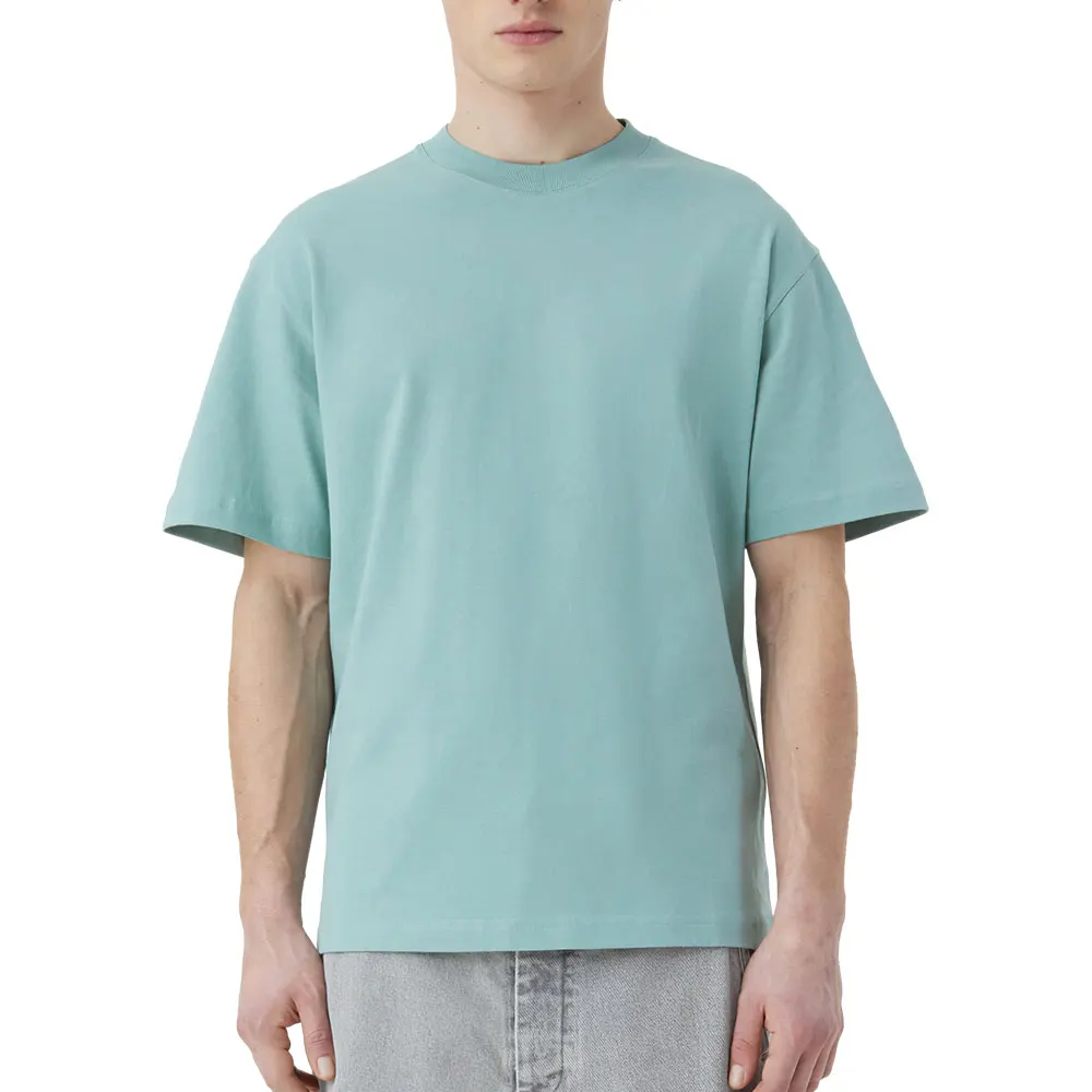 OEM Customization Men 100% cotton 250 gsm blank T shirts  Oversized drop shoulder heavyweight crew neck tee shirts for summer