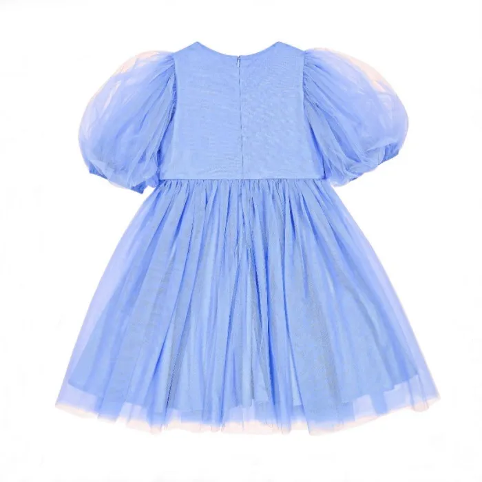 China New Arrivals Bead Floral Chiffon Fabric Organza Kids Baby Girls Lace Tutu Dress Girls Mesh Dress