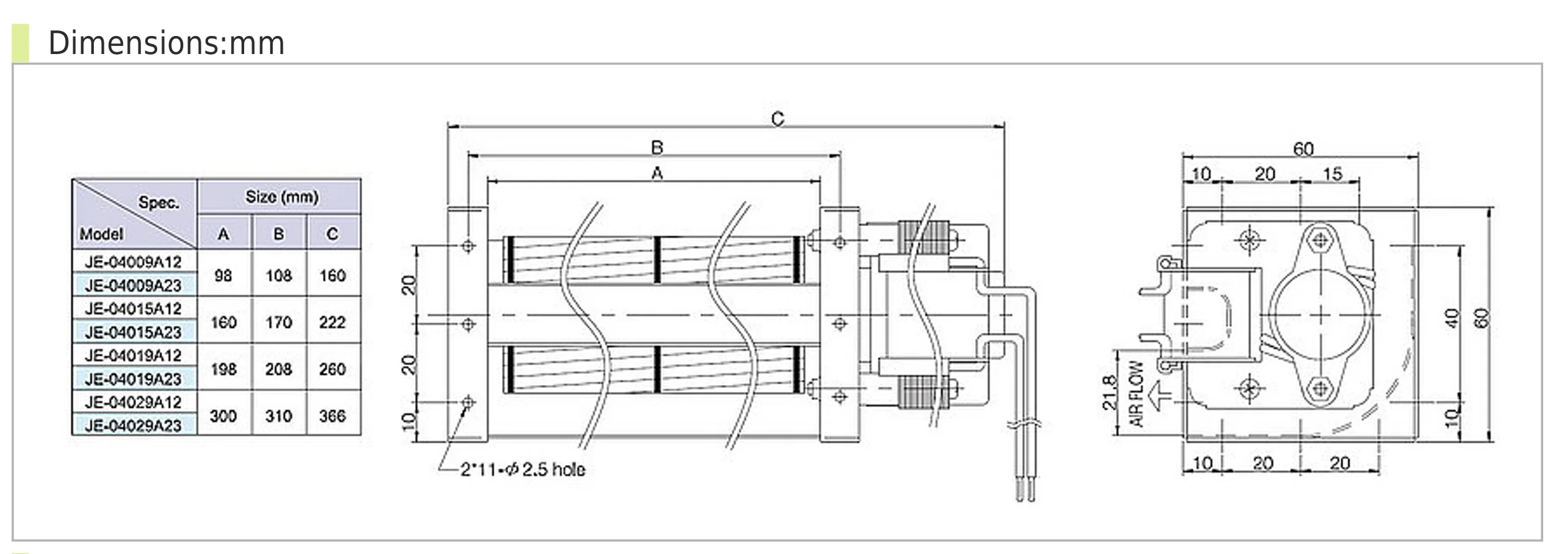Cross Flow Fan, JE-040A, HVAC - detail 8