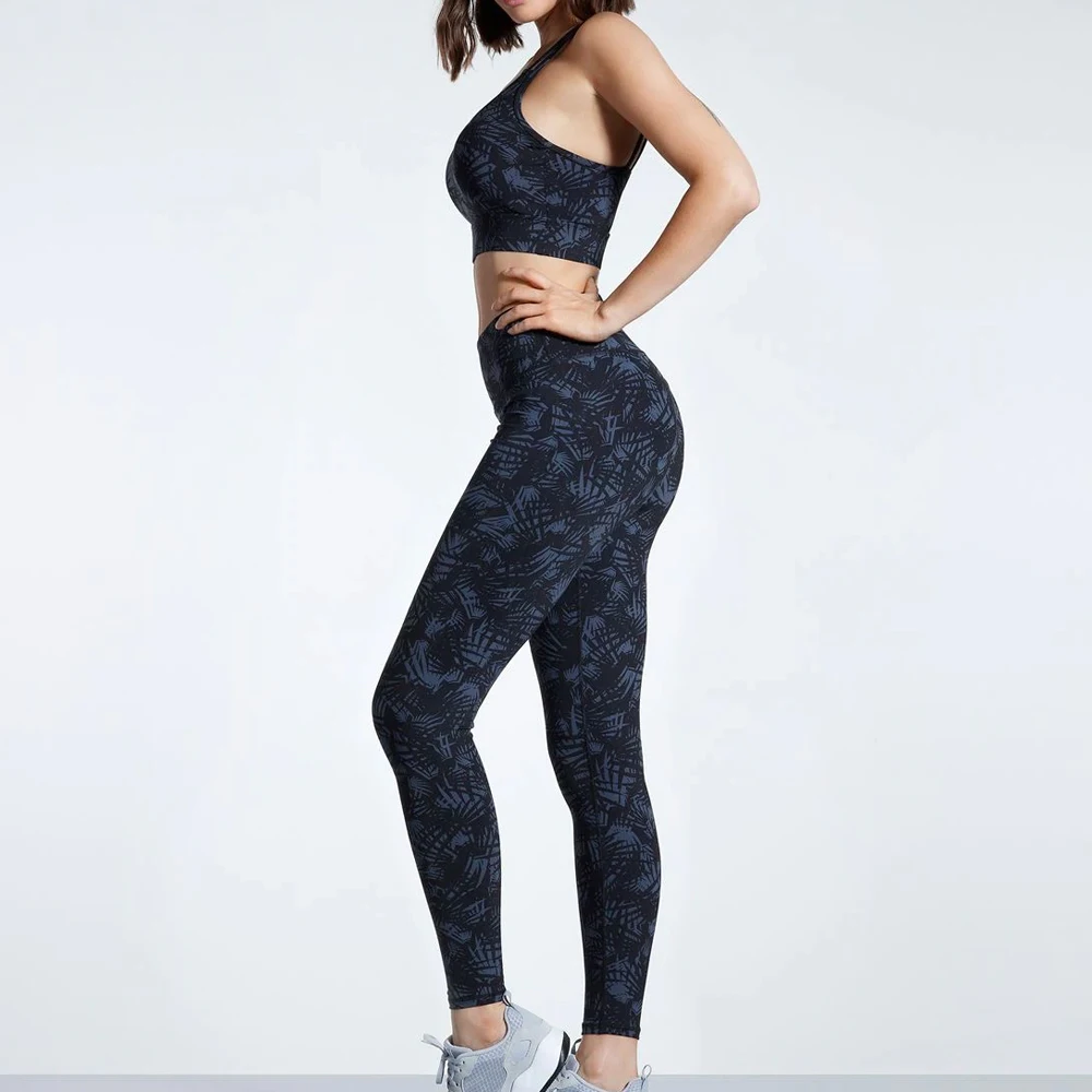 Custom Fitness Gym Yoga Wear Suits Tracksuit Sportswear Workout Sports Set 2 Piece High Waist Legging Bra Sets For Women
