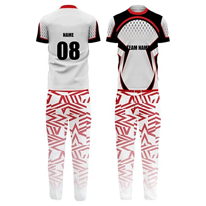 Wholesale Custom Sublimated Team Logo Cricket Uniform Kit t shirt and Trouser in Unique Style 2023 Best Quality Uniforms