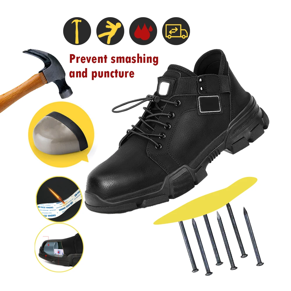 Men's Safety Shoes Steel Toe Work Boots Indestructible Bulletproof Sneakers HOTS 