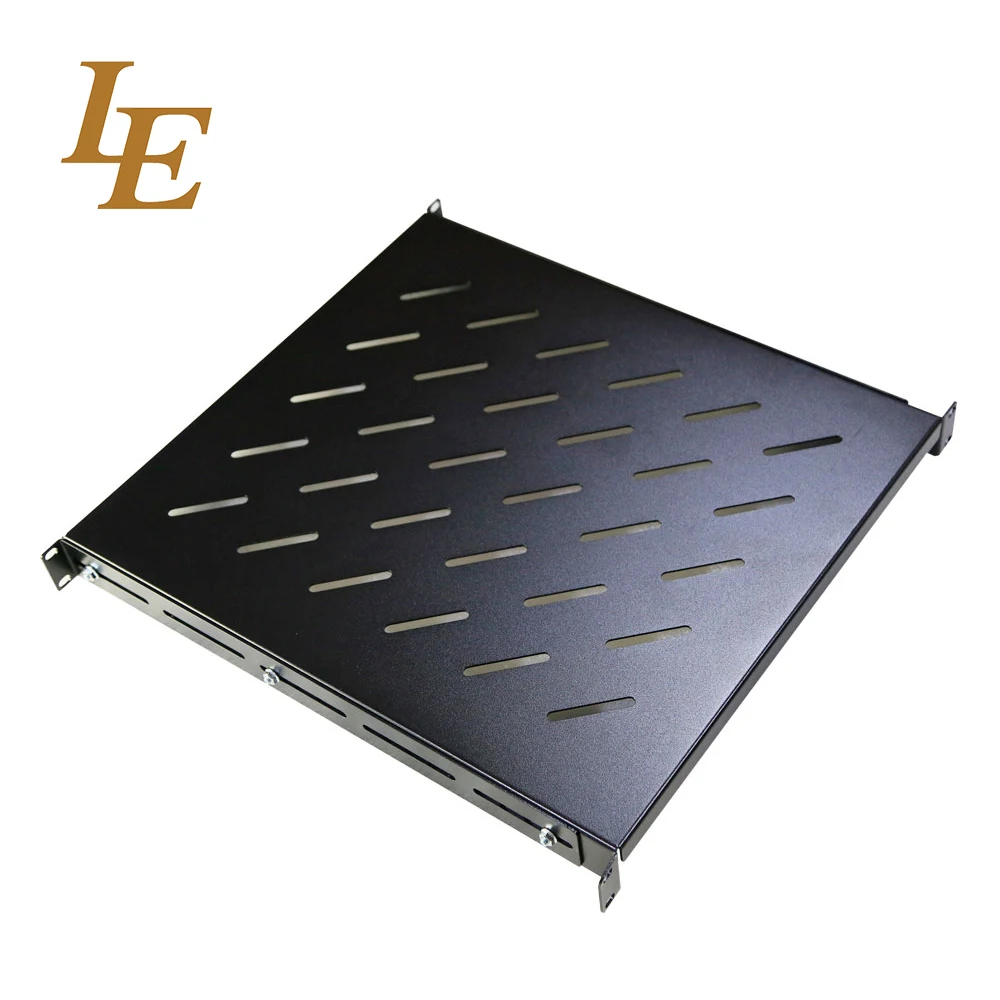 19" Network Cabinet Fixed Shelf Vented Cantilever Fixed Server Rack Shelf 1U 2U Cantilever Shelf with RAL9004 Black Sliding Shelves Adjustable trays Customized Adjustable Rack Tray Telescopic Shelves 0