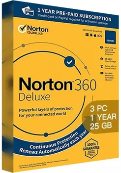 Norton 360 Deluxe 25 GB Cloud Storage 3 Devices1 Year euro