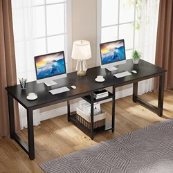 78.7 inch Extra Long Double 2 Person computer Desk with Storage Bookshelf for Home Office
