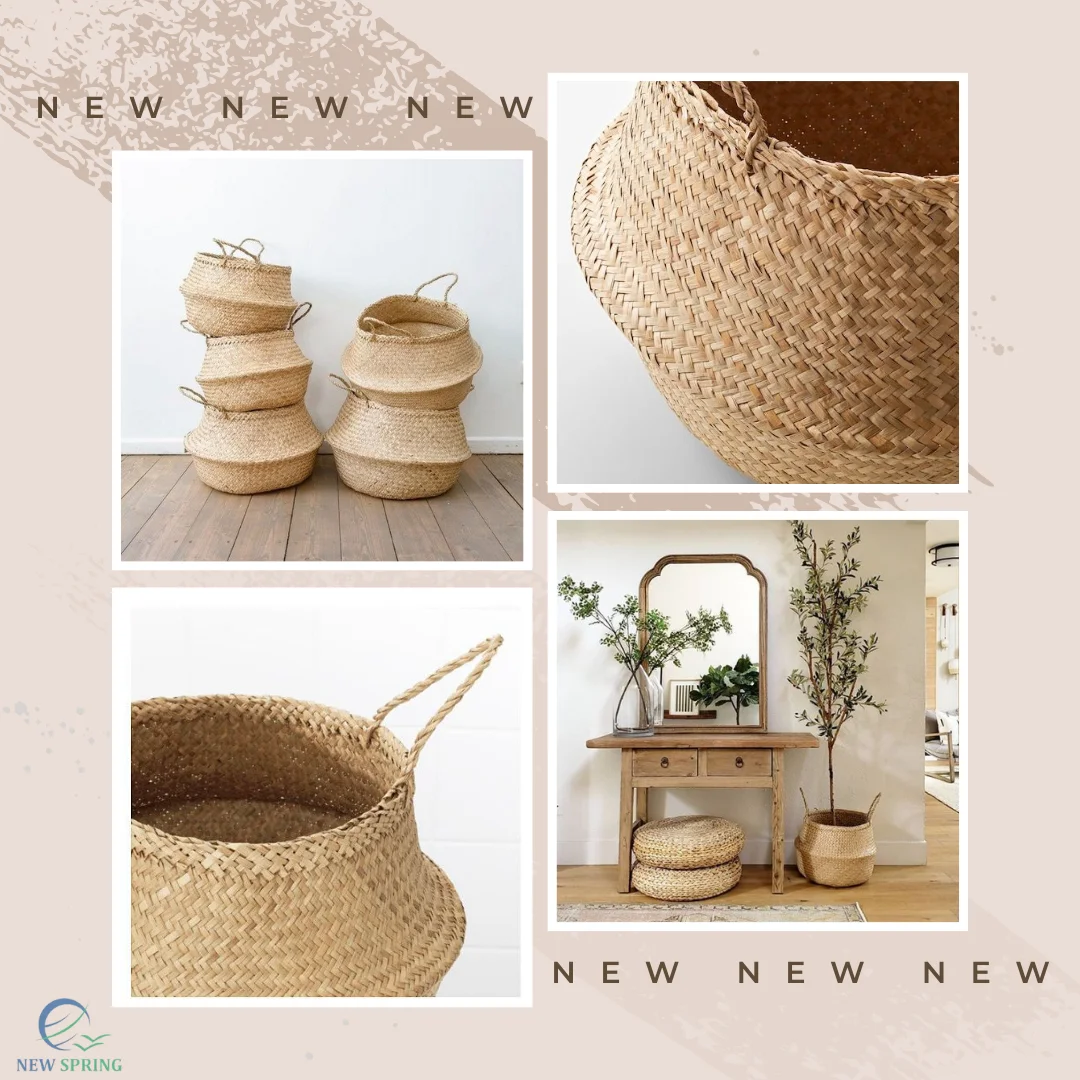 Wonderful Vietnamese Natural Seagrass Belly Basket For Storage